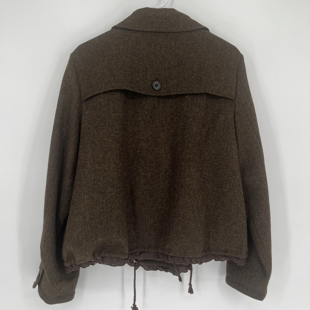 Gap Women's 100% Wool Peacoat Jacket Brown Tweed Preppy Academia XL - Picture 2 of 9